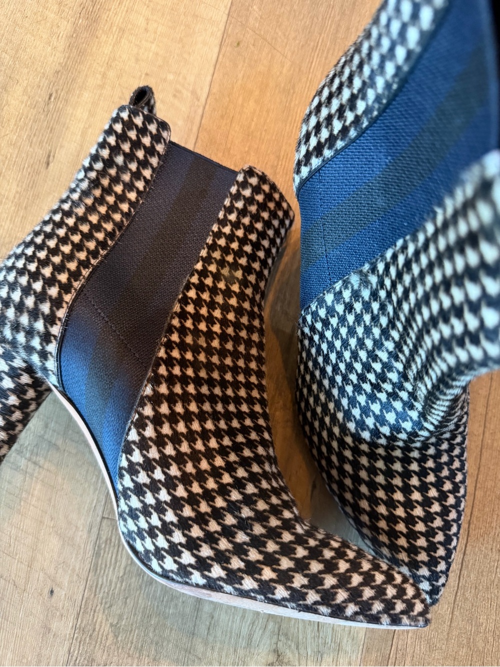 Veronica Beard Fallon Houndstooth Calf Hair Boots